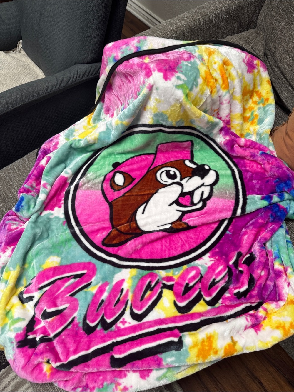 Buccee's Tie-Dye Mascot Plush Throw Blanket